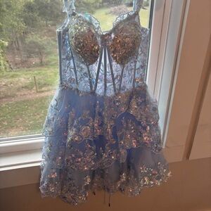 Lulu's Sparkling Blue Sequin Mini Dress